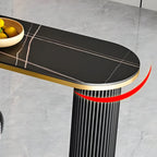 Modern Oval Stone Top High Bartop Table for Kitchen Island