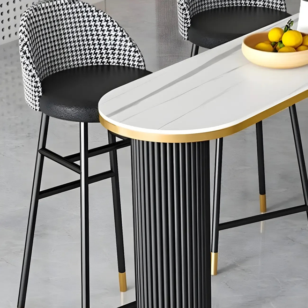 Modern Oval Stone Top High Bartop Table for Kitchen Island