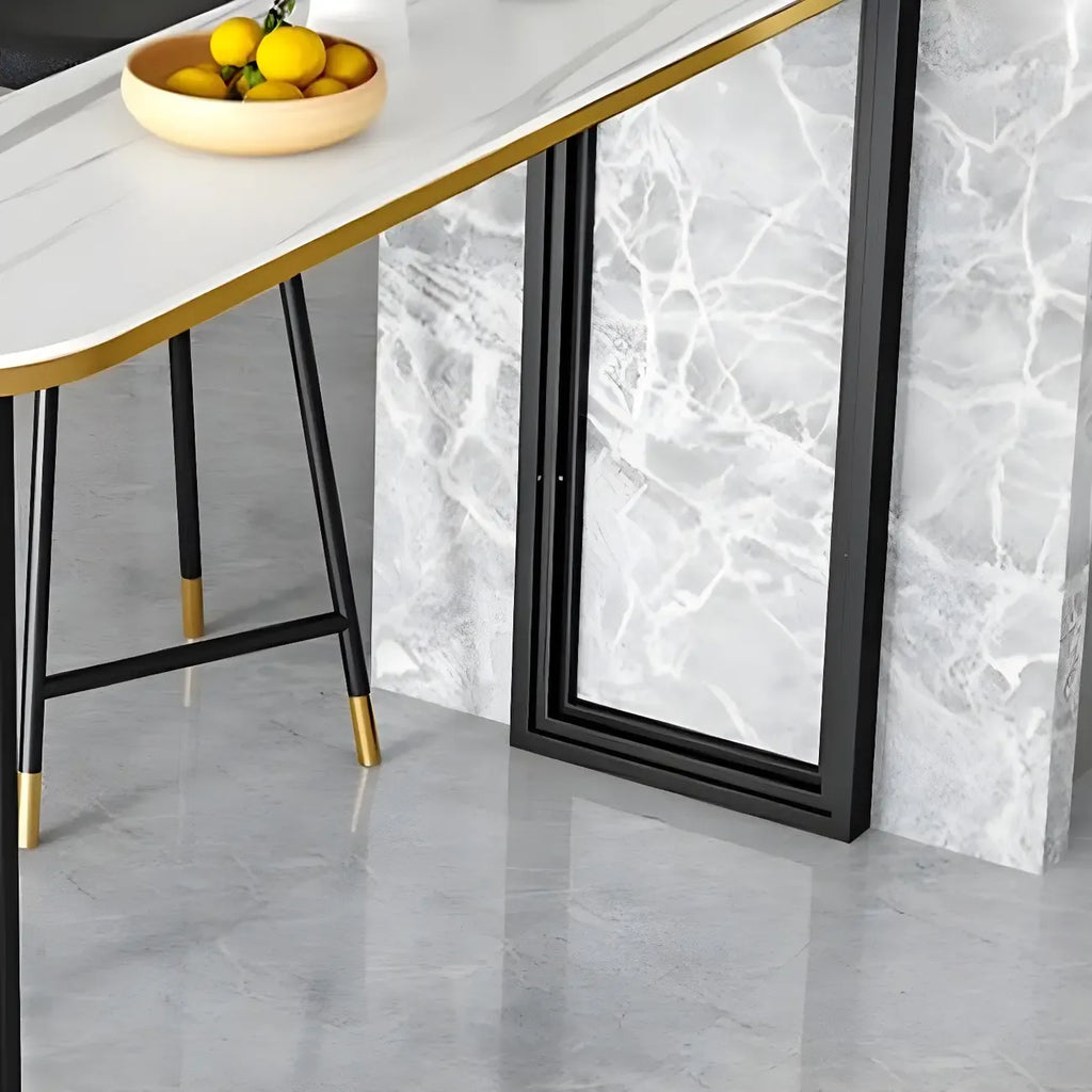 Modern Oval Stone Top High Bartop Table for Kitchen Island
