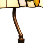 HomeyFad Retro Stained Glass LED Banker Table Lamp in Pull Chain