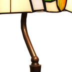HomeyFad Retro Stained Glass LED Banker Table Lamp in Pull Chain