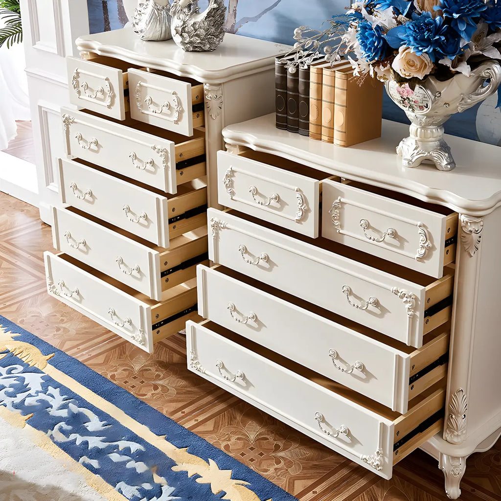 Classic White Wooden Dresser with Storage Chest