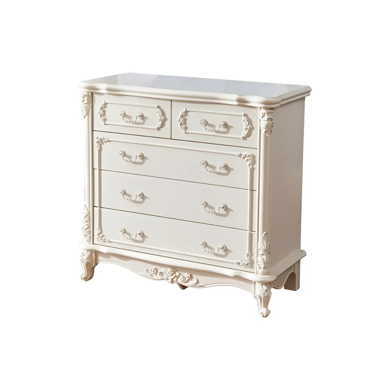 Classic White Wooden Dresser with Storage Chest