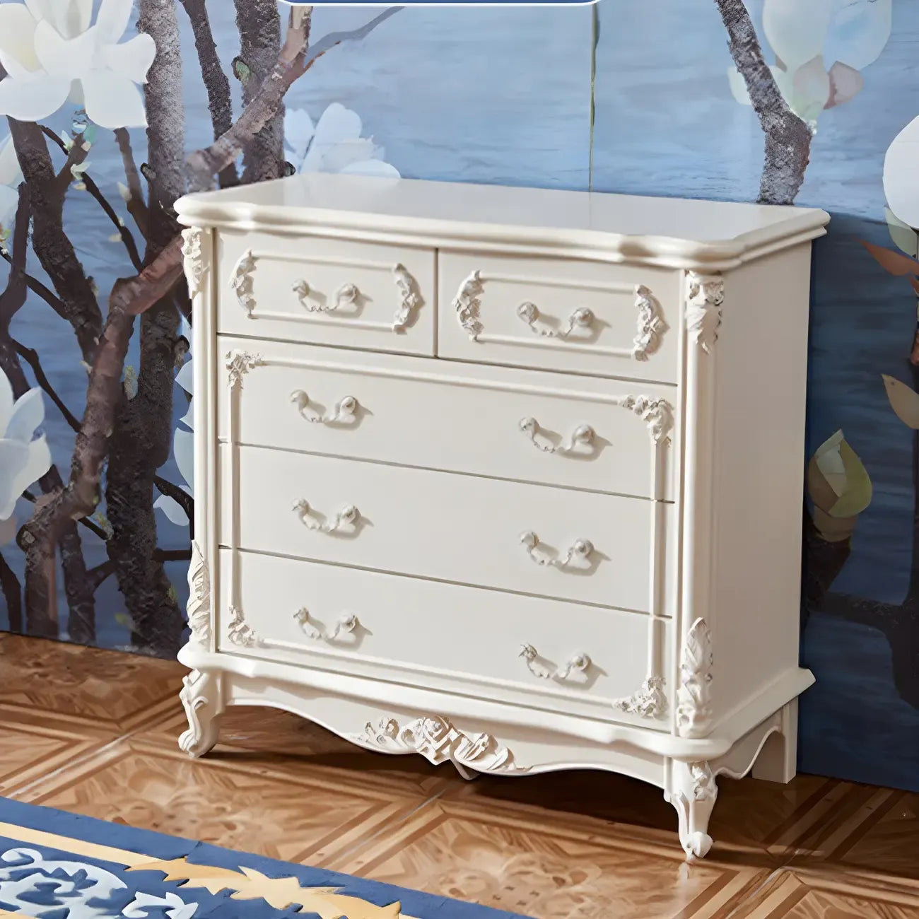 Classic White Wooden Dresser with Storage Chest