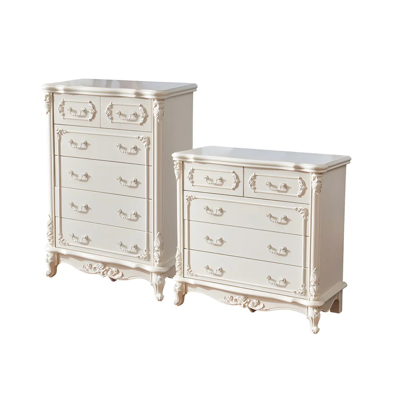Classic White Wooden Dresser with Storage Chest