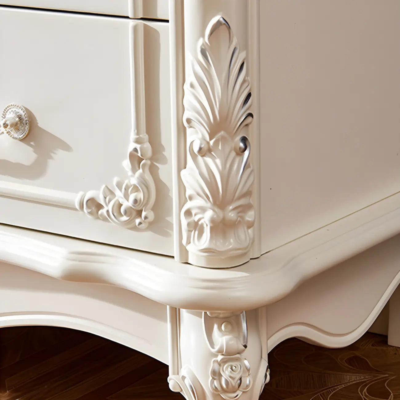 Classic White Wooden Dresser with Storage Chest