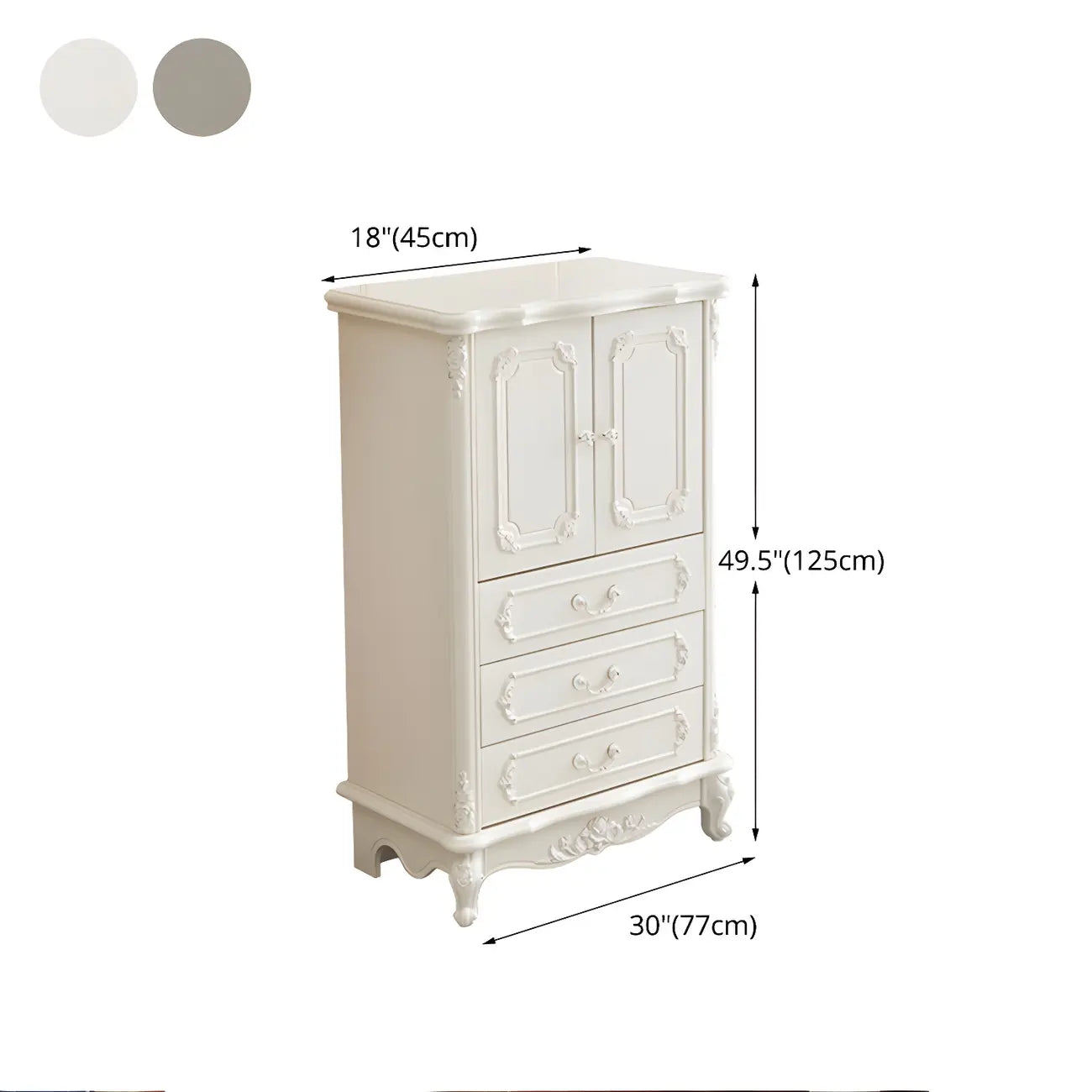 Classic White Wooden Dresser with Storage Chest