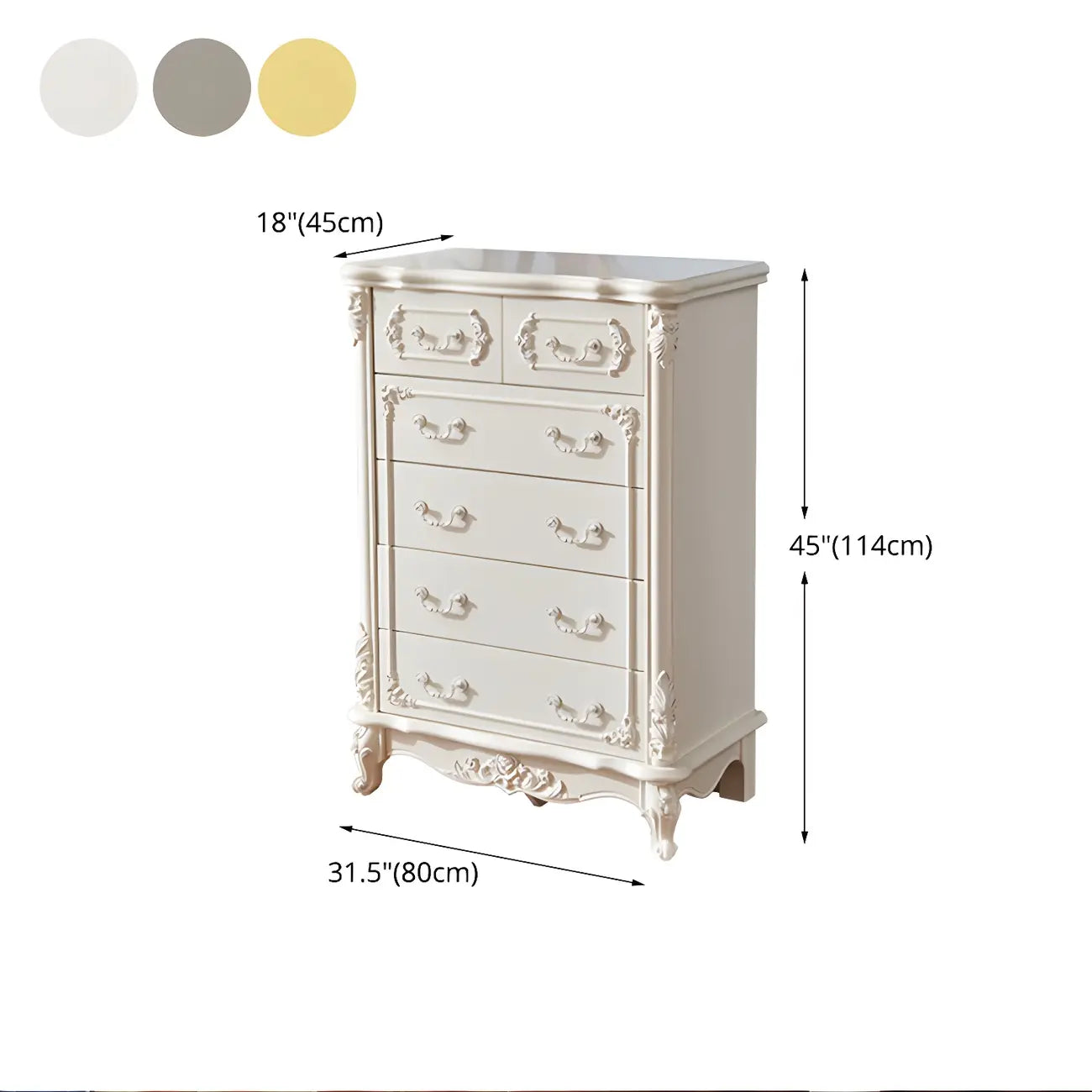 Classic White Wooden Dresser with Storage Chest