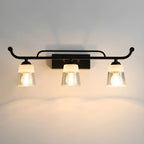 3-Light Modern Straight Bell Glass Black Vanity Light for Bathroom