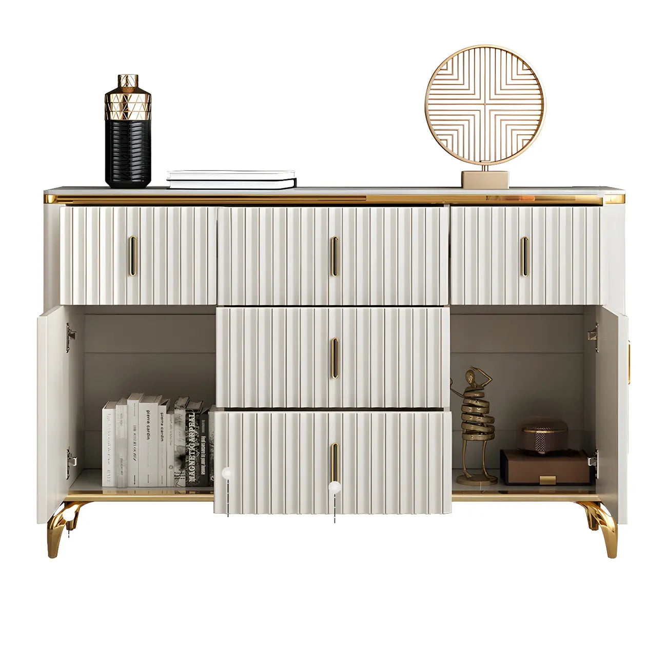 Elegant Gray Wooden Dressers & Chests with Gold Handles