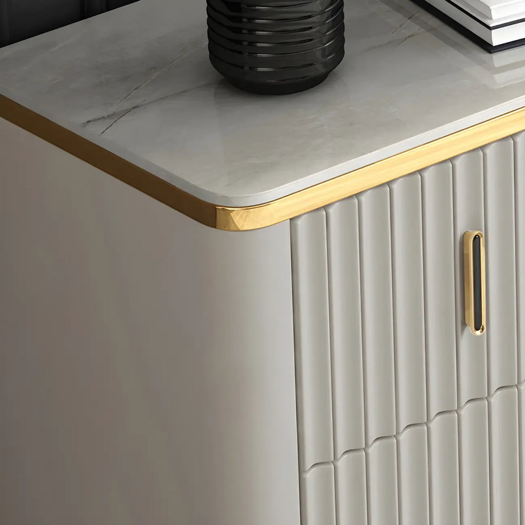 Elegant Gray Wooden Dressers & Chests with Gold Handles