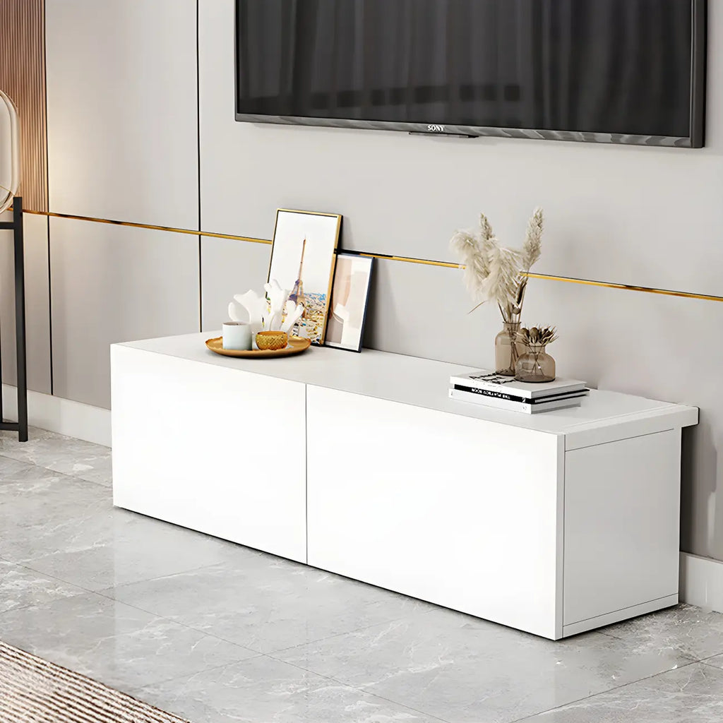 63 White Wooden Cable Management TV Stand with Drawers