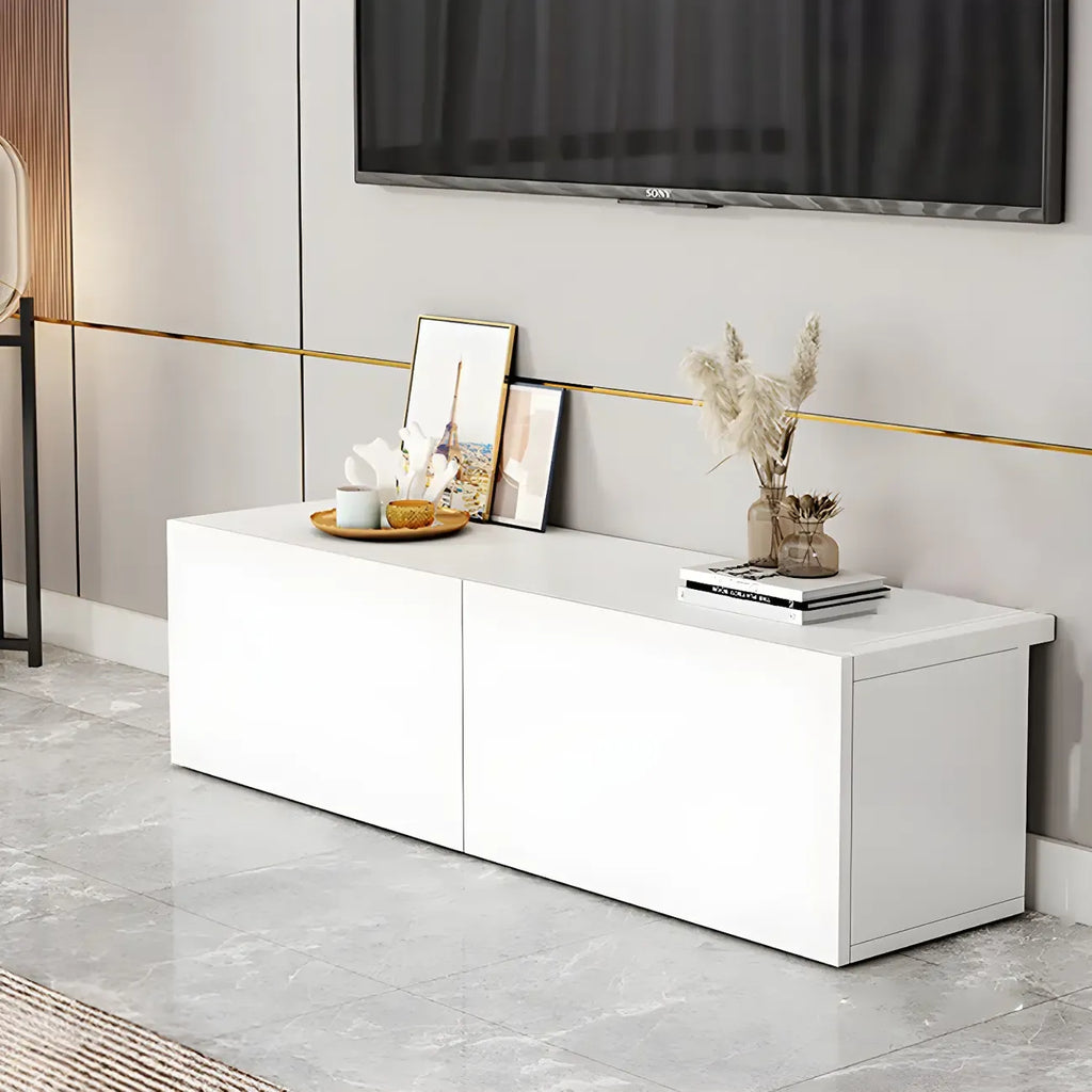 63 White Wooden Cable Management TV Stand with Drawers