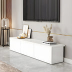 63 White Wooden Cable Management TV Stand with Drawers