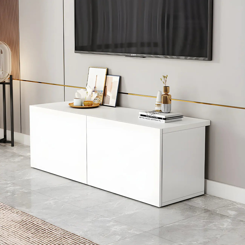 63 White Wooden Cable Management TV Stand with Drawers