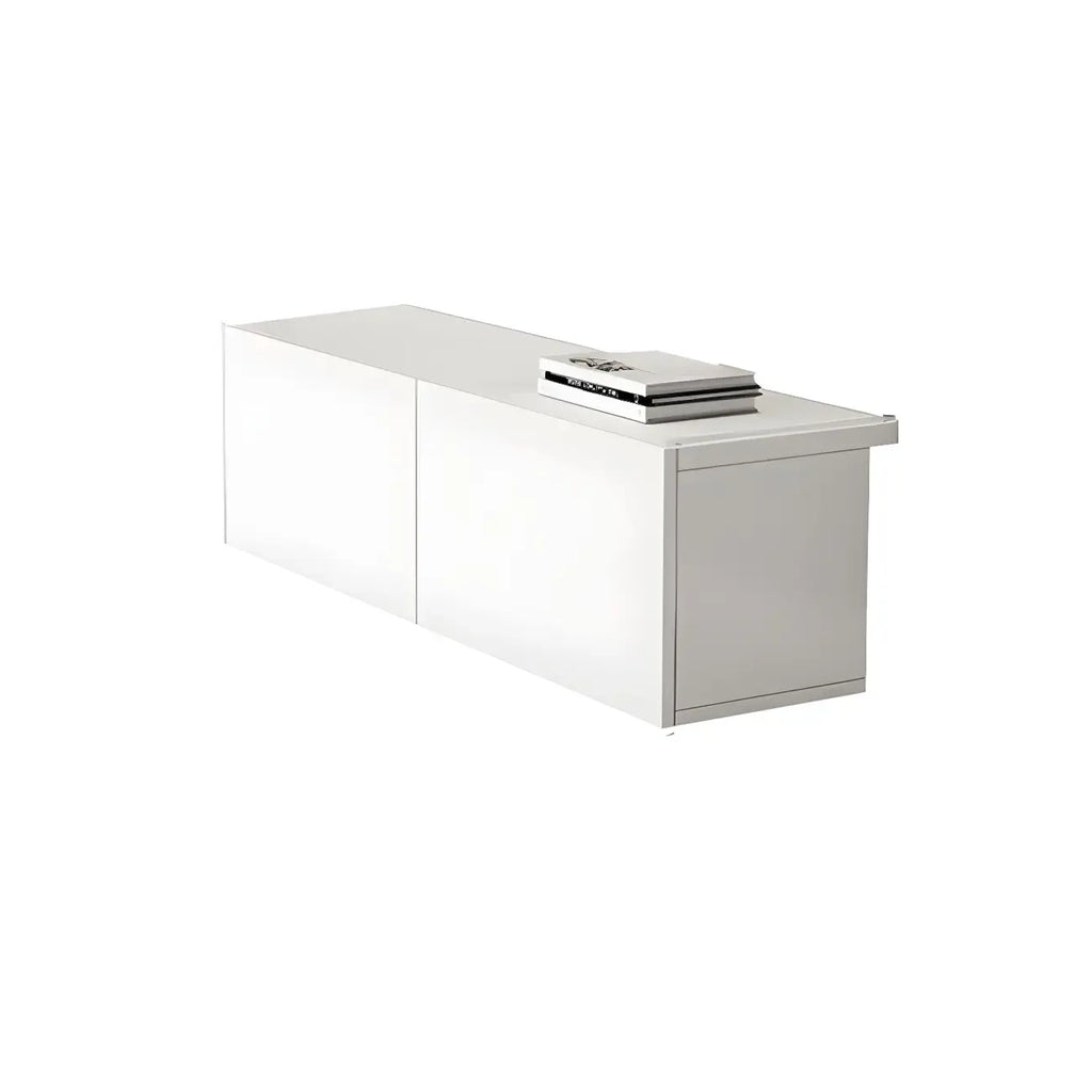 63 White Wooden Cable Management TV Stand with Drawers