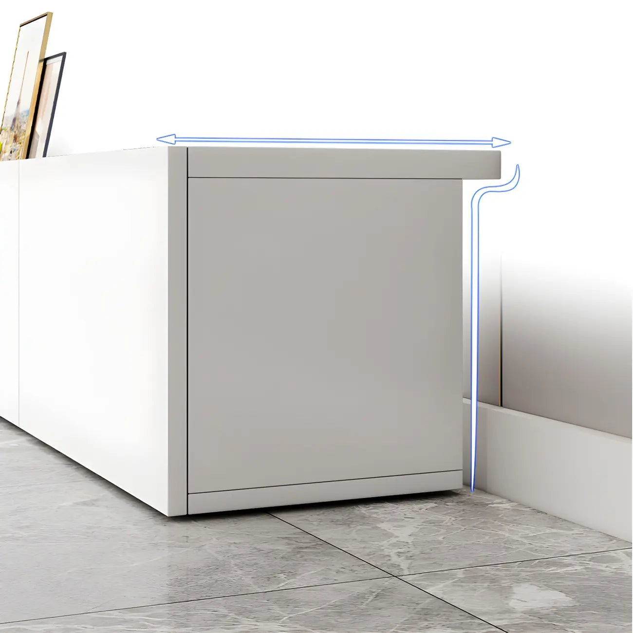 63 White Wooden Cable Management TV Stand with Drawers