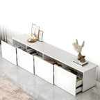 63 White Wooden Cable Management TV Stand with Drawers