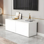 63 White Wooden Cable Management TV Stand with Drawers