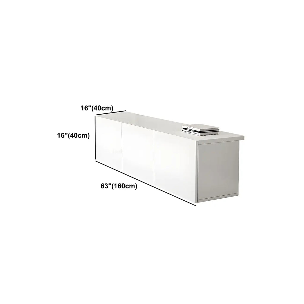 63 White Wooden Cable Management TV Stand with Drawers