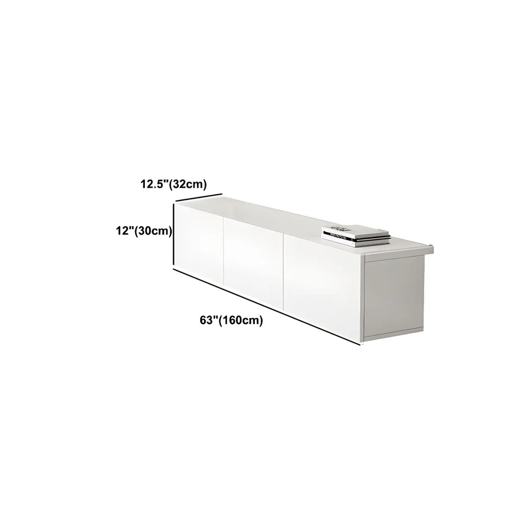 63 White Wooden Cable Management TV Stand with Drawers