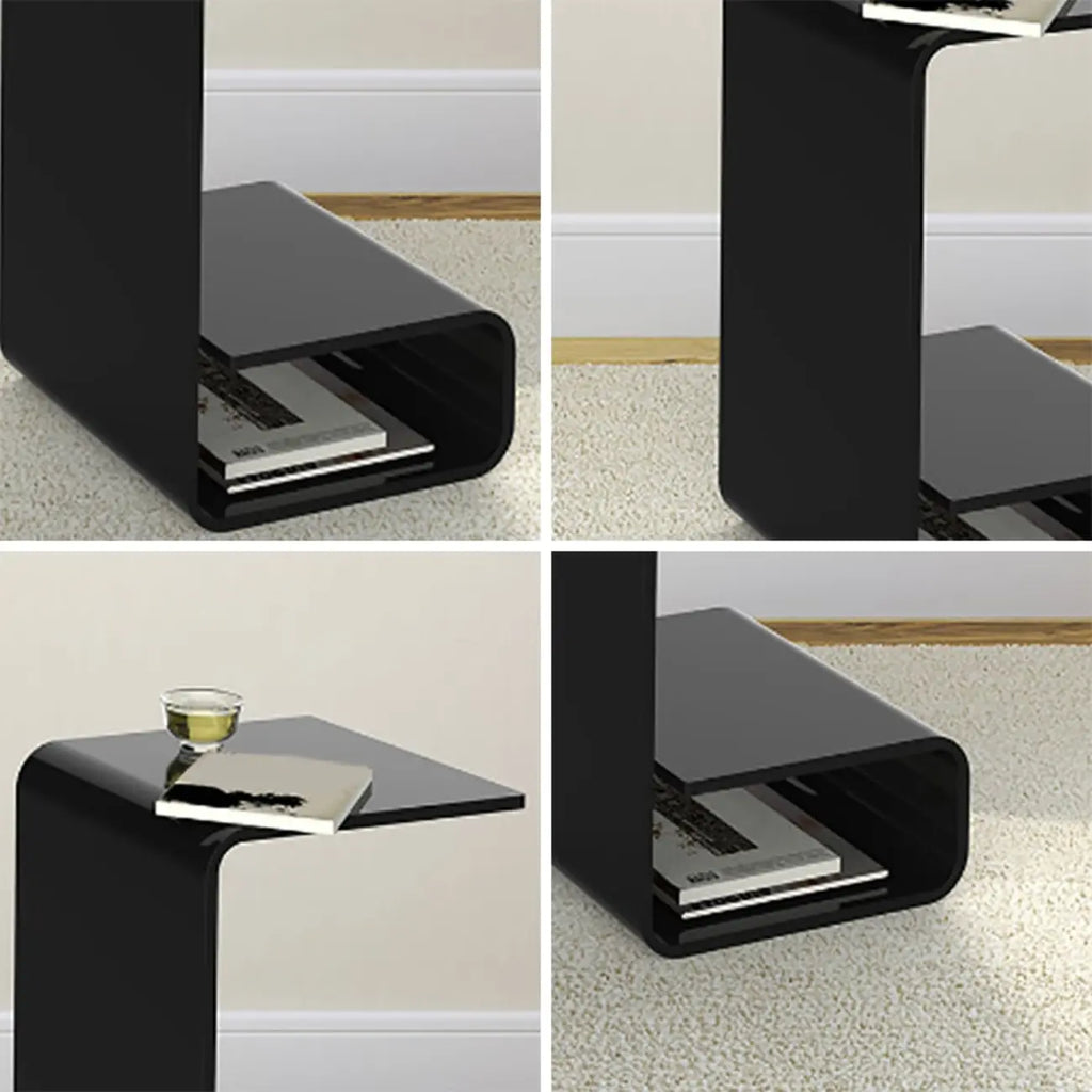 Minimalist Acrylic C-Shaped Side Table with Storage