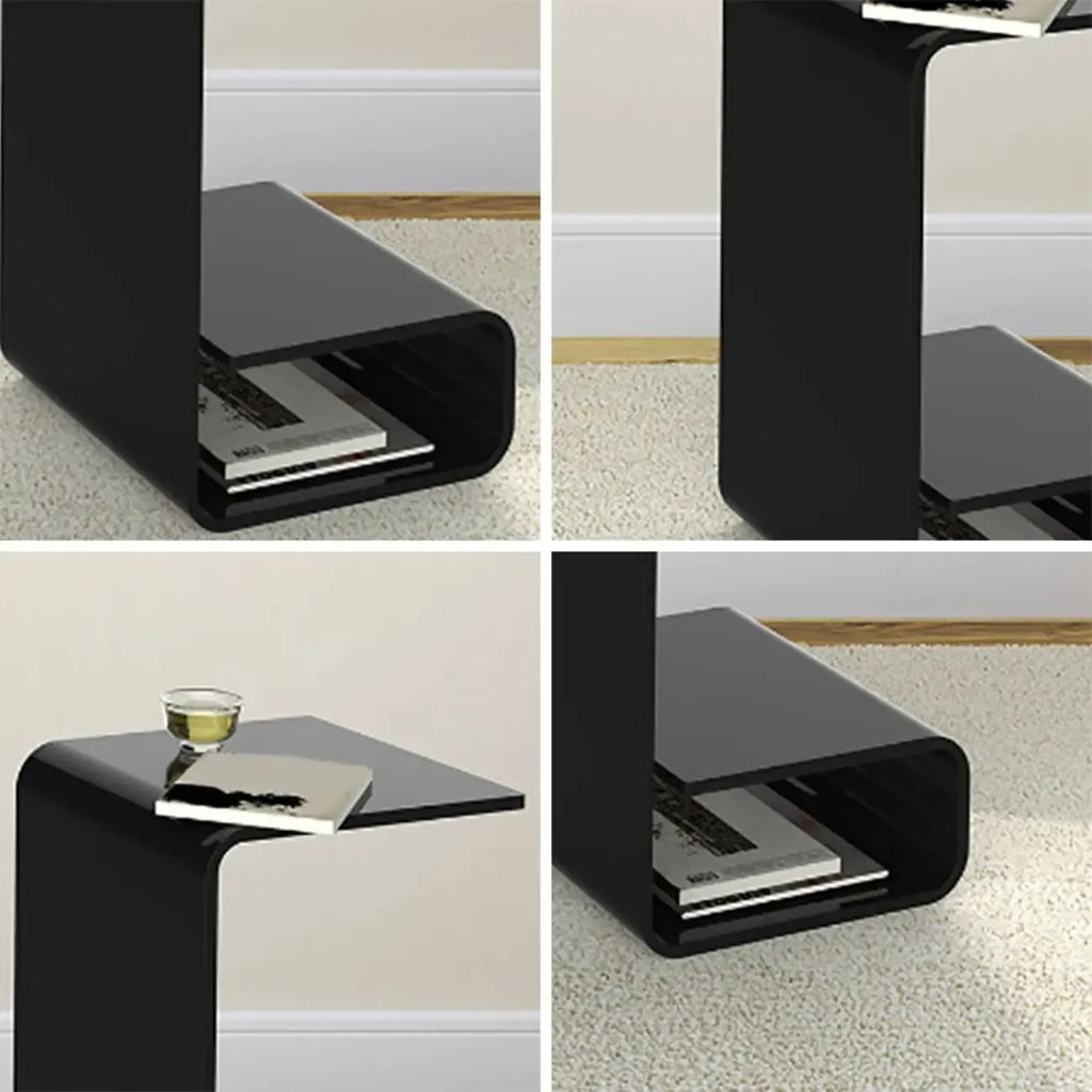 Minimalist Acrylic C-Shaped Side Table with Storage