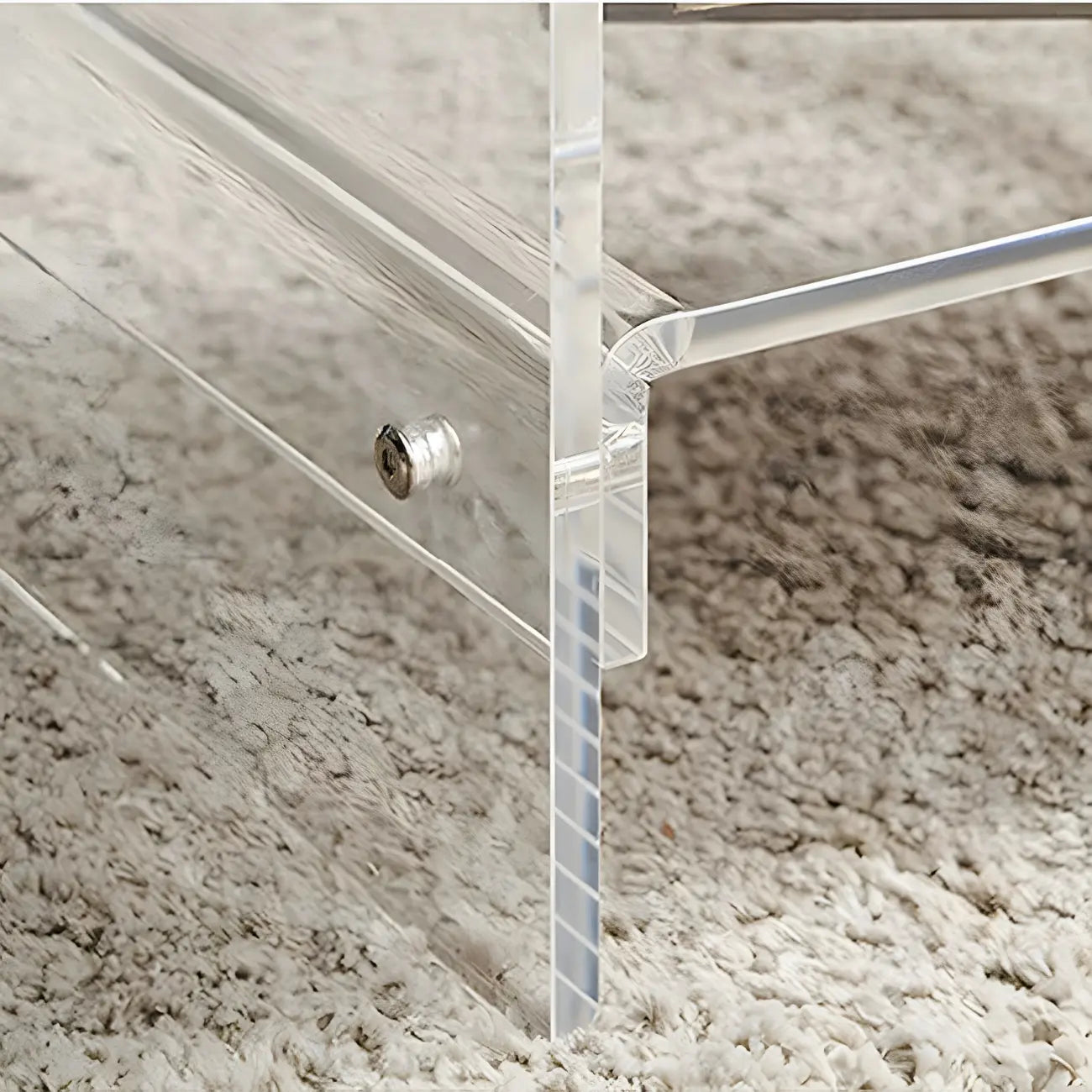 Modern Acrylic Bedside Table with Shelf