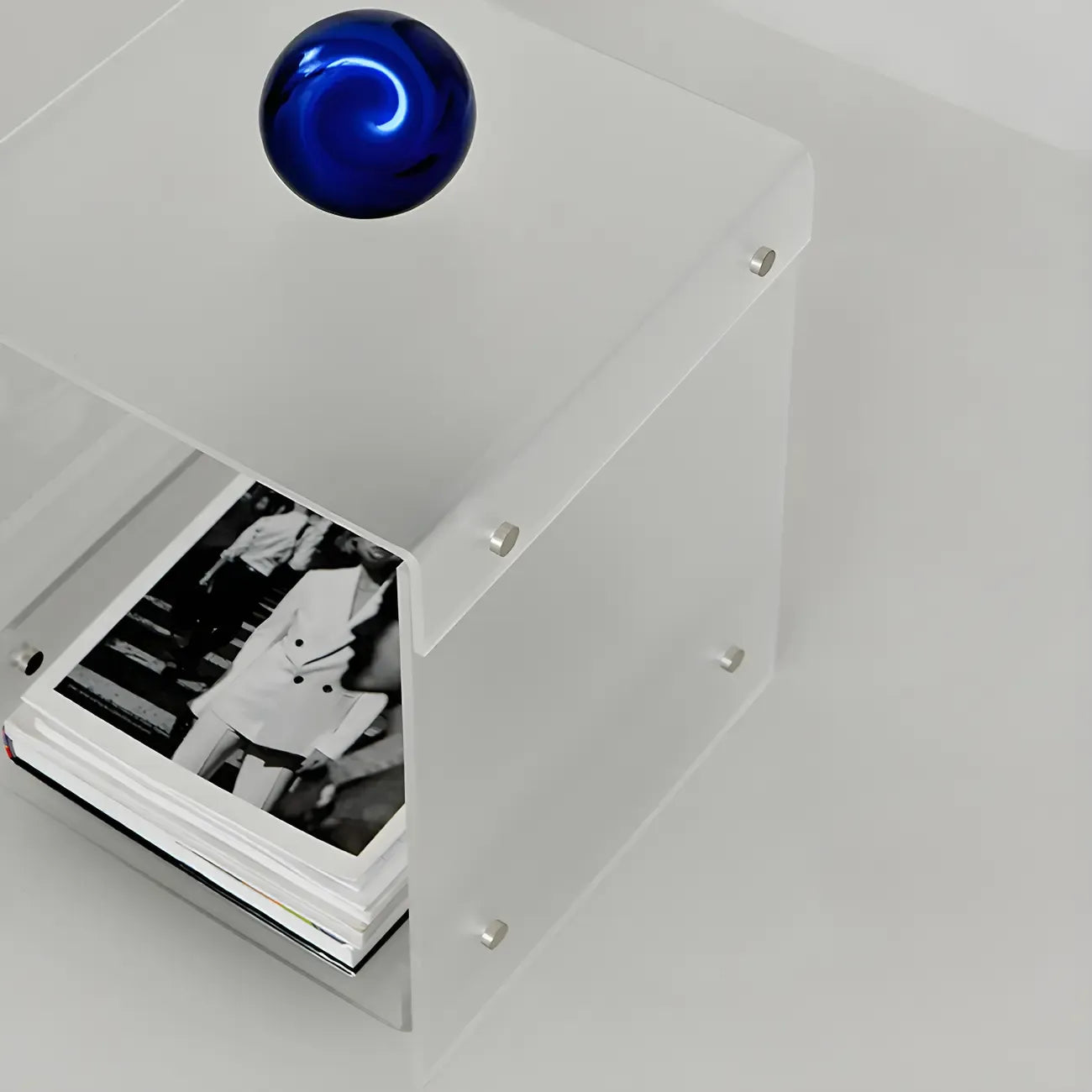 Modern Acrylic Bedside Table with Shelf