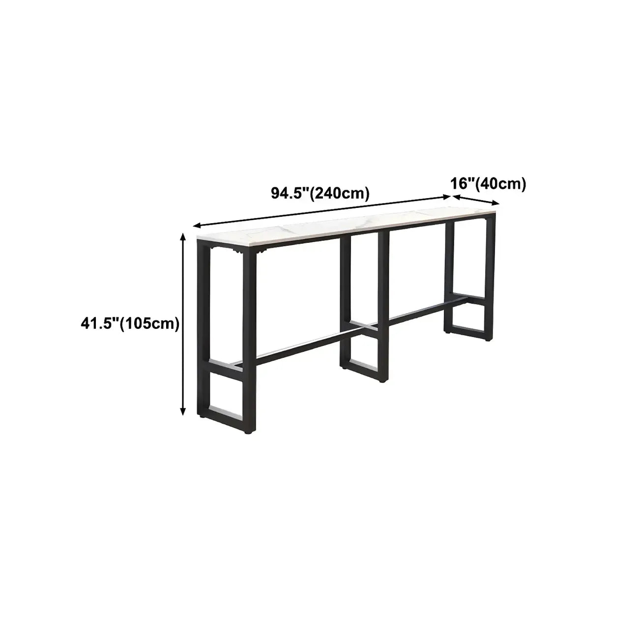 Rectangular White Marble Top Bar Tables with Iron Base