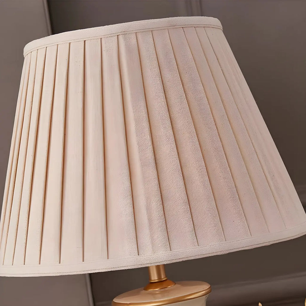 HomeyFad Classical Light Yellow Fabric Shade Floral Ceramic Table Lamp
