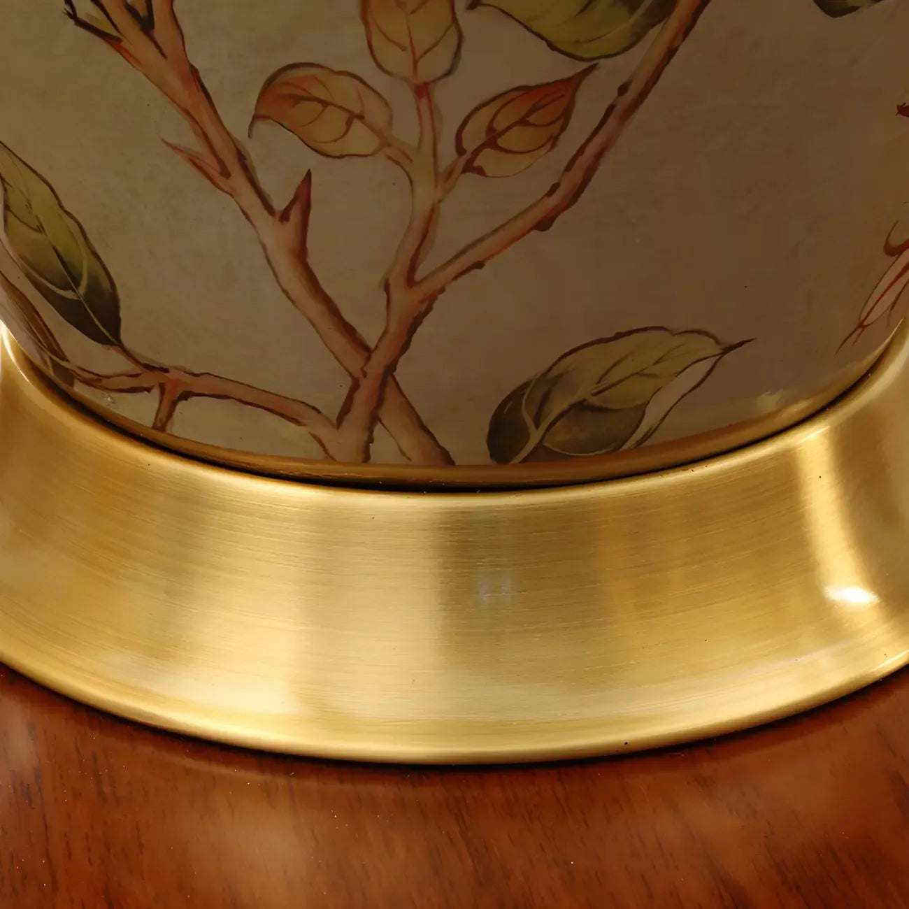HomeyFad Classical Light Yellow Fabric Shade Floral Ceramic Table Lamp