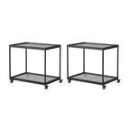 Gold Glass Rectangular Top Shelf Side Table on Wheels