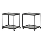 Gold Glass Rectangular Top Shelf Side Table on Wheels