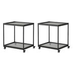 Gold Glass Rectangular Top Shelf Side Table on Wheels