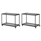 Gold Glass Rectangular Top Shelf Side Table on Wheels
