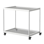Gold Glass Rectangular Top Shelf Side Table on Wheels