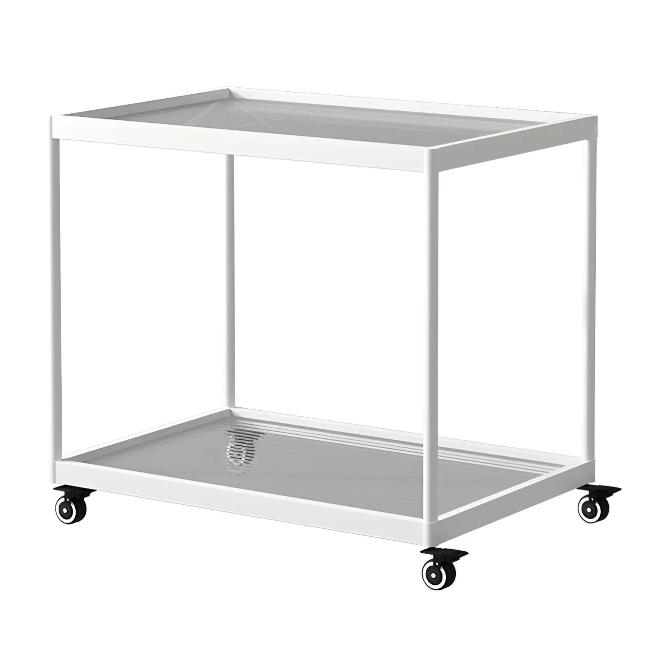 Gold Glass Rectangular Top Shelf Side Table on Wheels