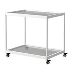 Gold Glass Rectangular Top Shelf Side Table on Wheels