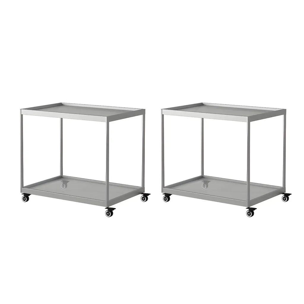 Gold Glass Rectangular Top Shelf Side Table on Wheels