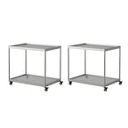 Gold Glass Rectangular Top Shelf Side Table on Wheels