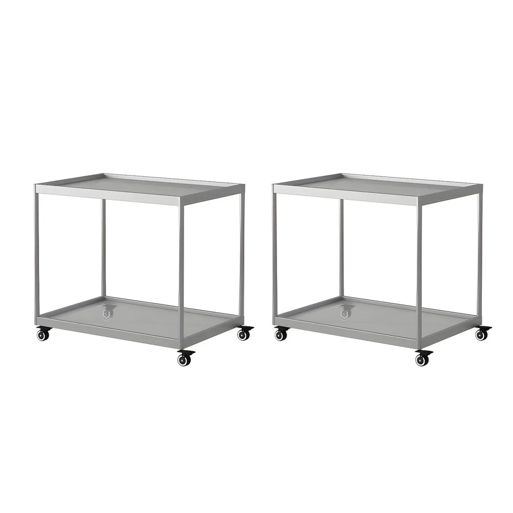 Gold Glass Rectangular Top Shelf Side Table on Wheels