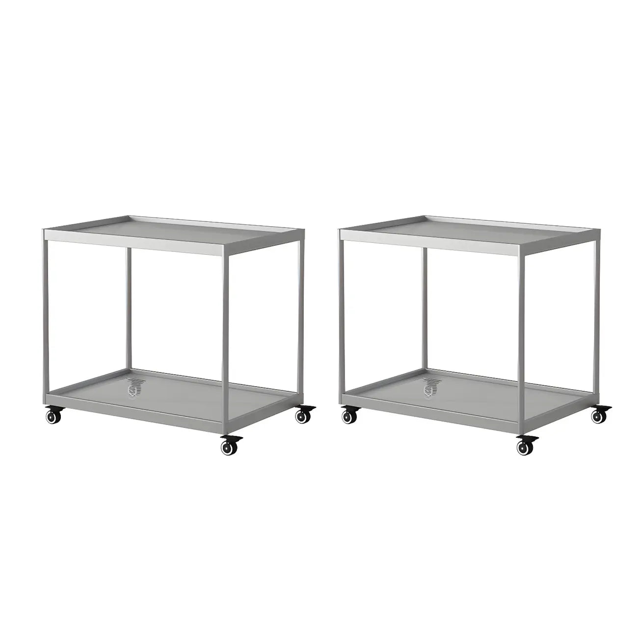 Gold Glass Rectangular Top Shelf Side Table on Wheels