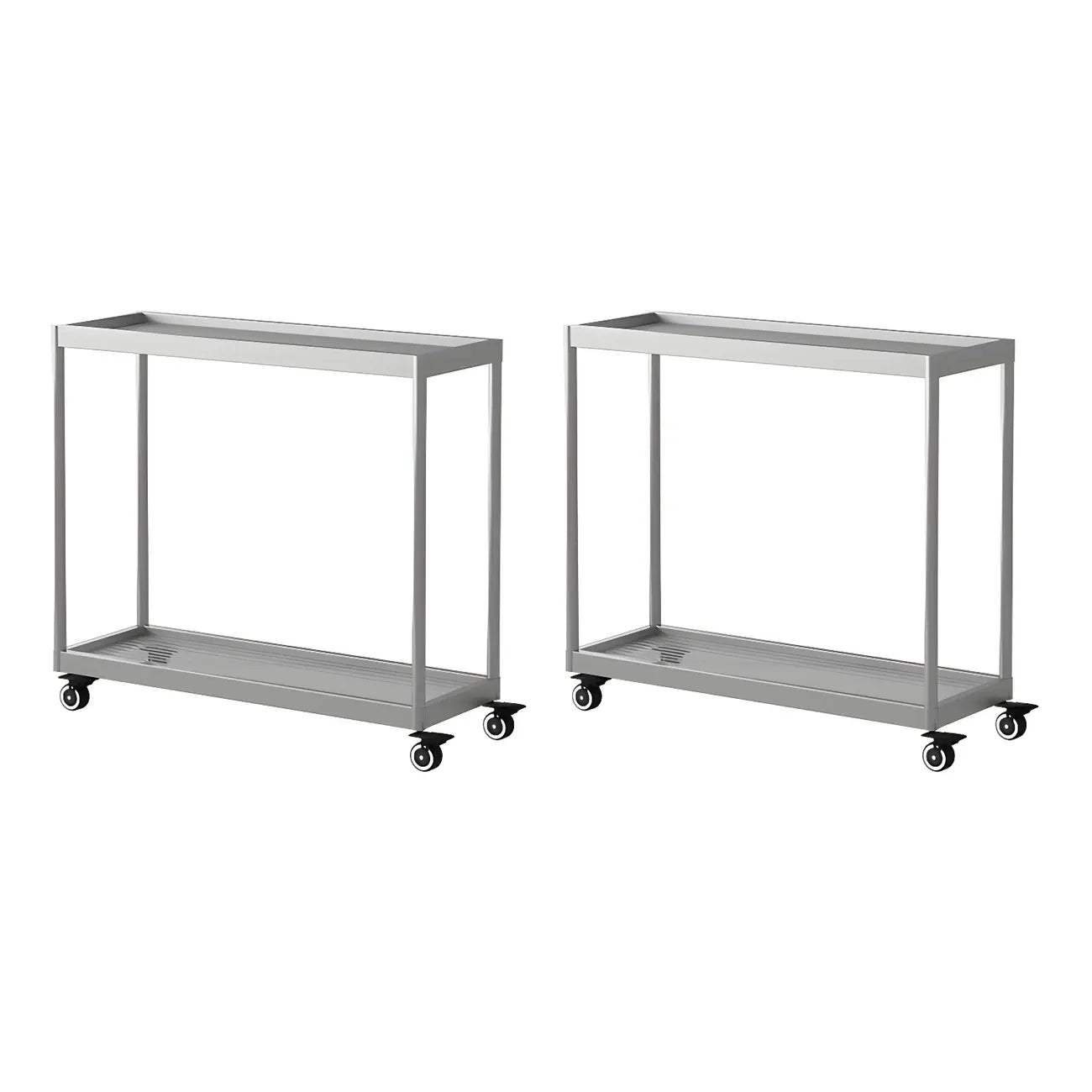 Gold Glass Rectangular Top Shelf Side Table on Wheels