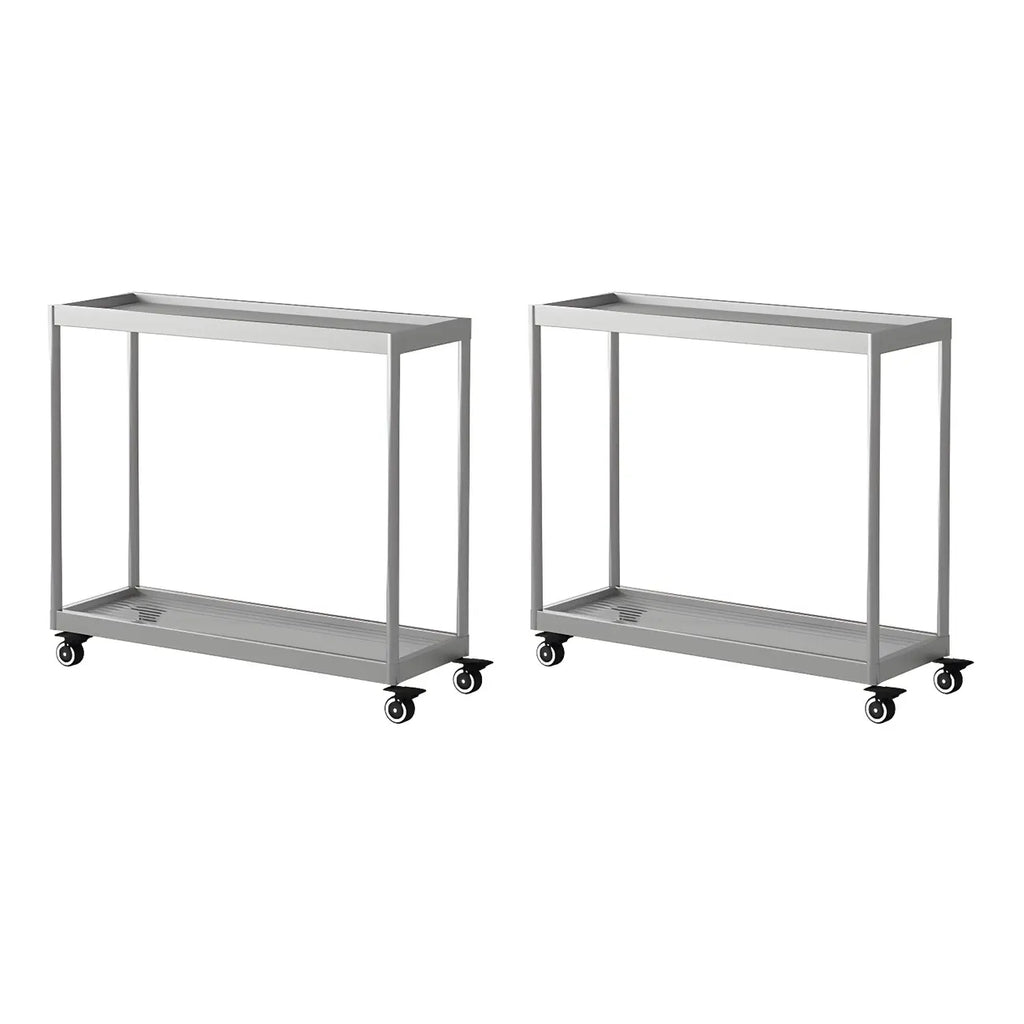 Gold Glass Rectangular Top Shelf Side Table on Wheels