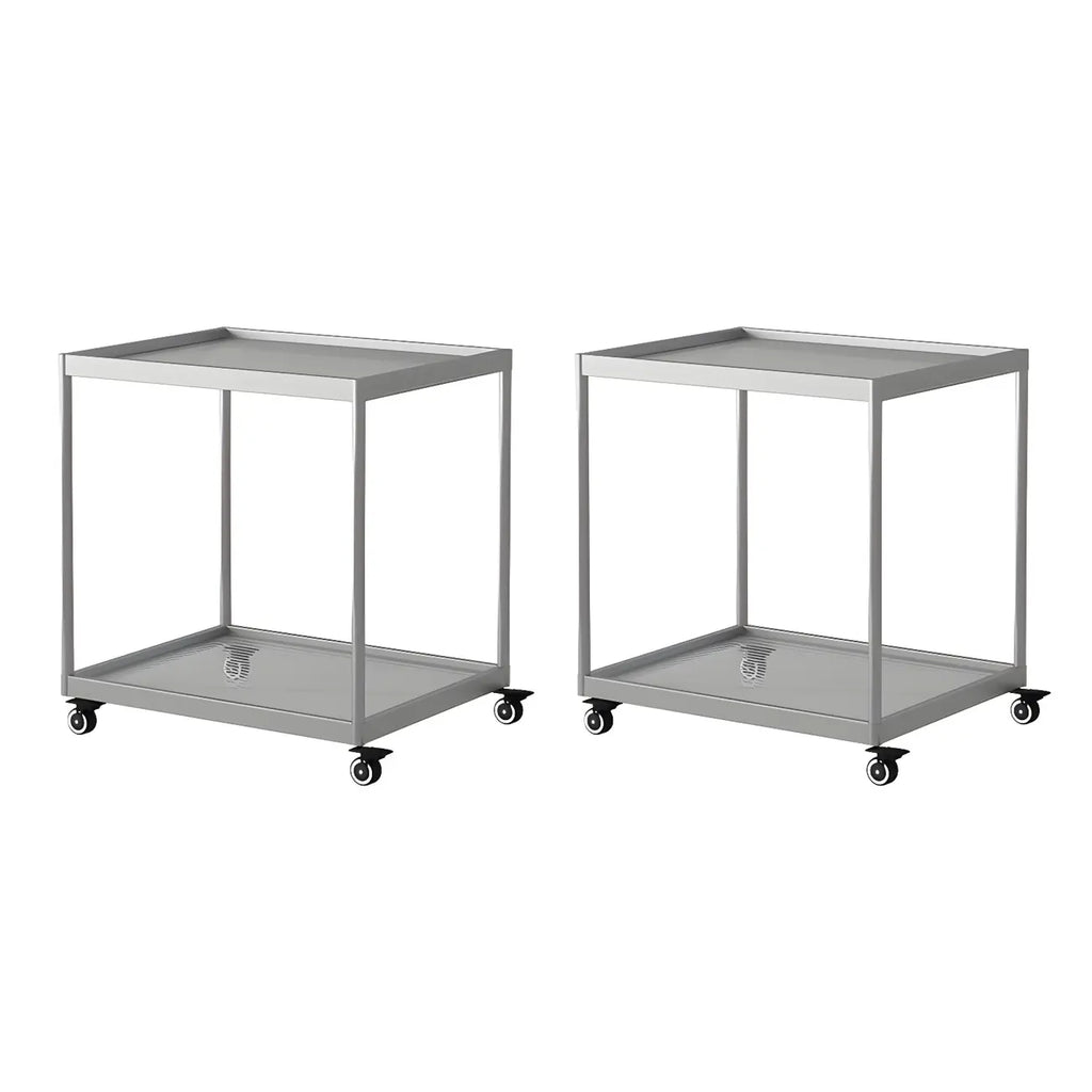 Gold Glass Rectangular Top Shelf Side Table on Wheels