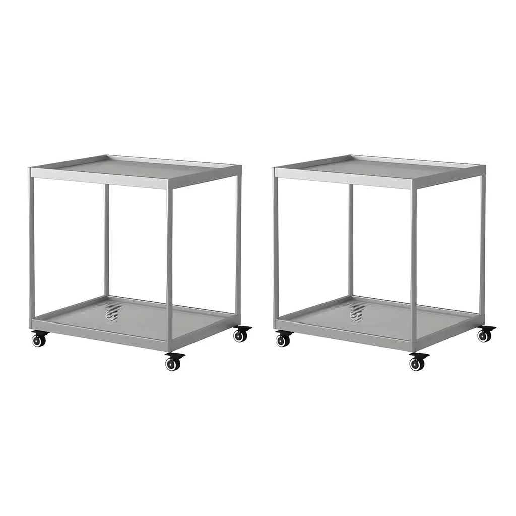 Gold Glass Rectangular Top Shelf Side Table on Wheels