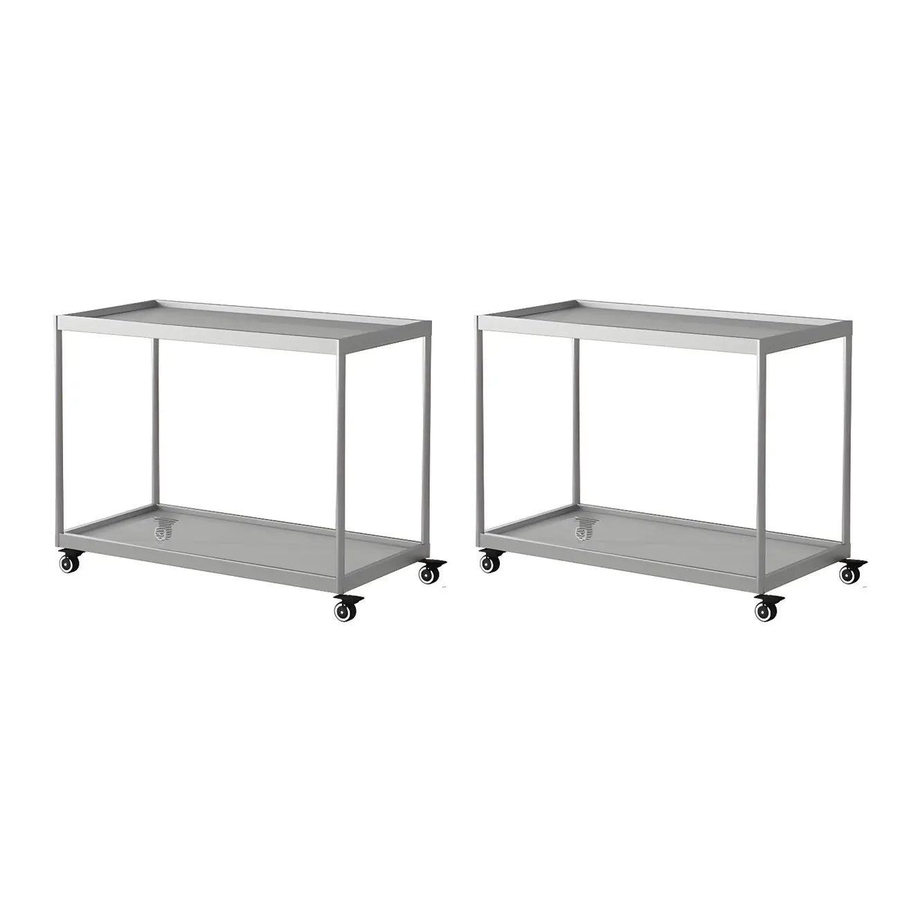 Gold Glass Rectangular Top Shelf Side Table on Wheels