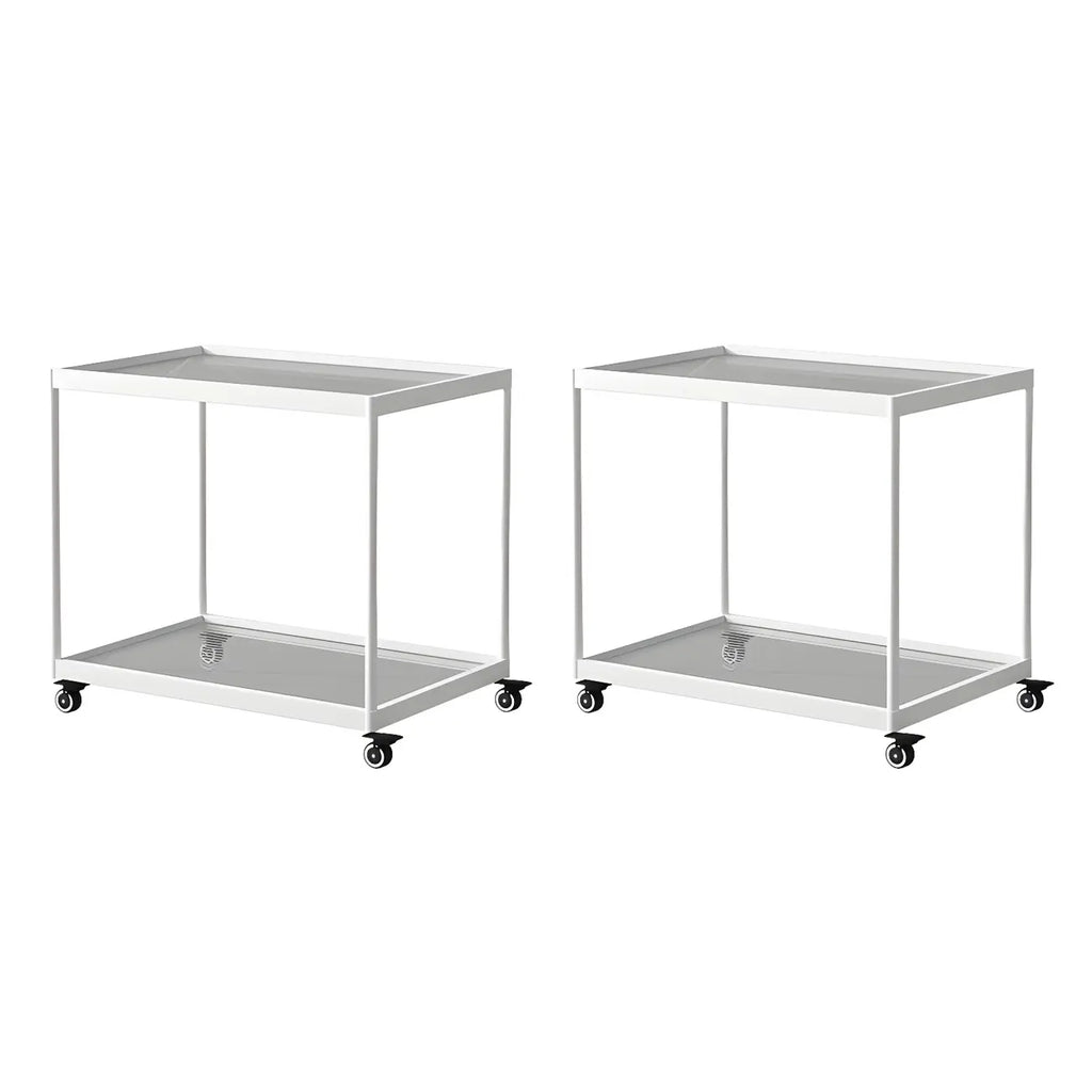 Gold Glass Rectangular Top Shelf Side Table on Wheels
