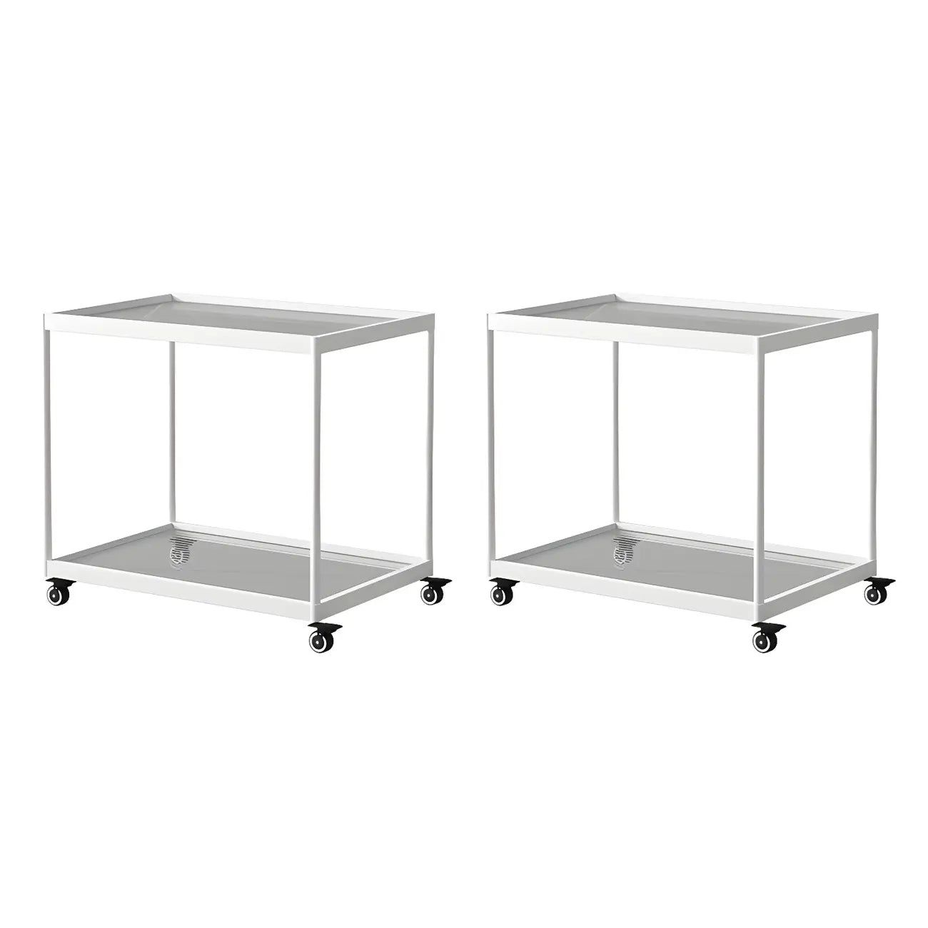 Gold Glass Rectangular Top Shelf Side Table on Wheels